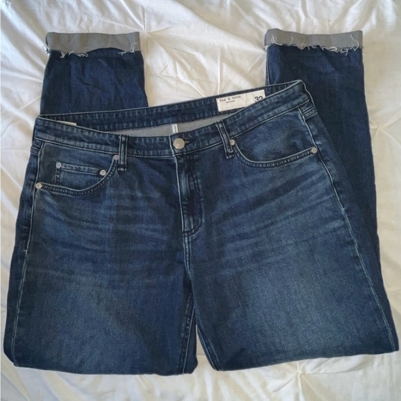 Rag & Bone Women’s Dre Low-Rise Slim Boyfriend Medium Wash Cuffed Jean SIZE 32 - Picture 3 of 9